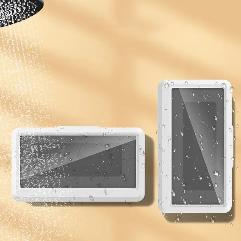 Two rectangular devices with water droplets on a beige background