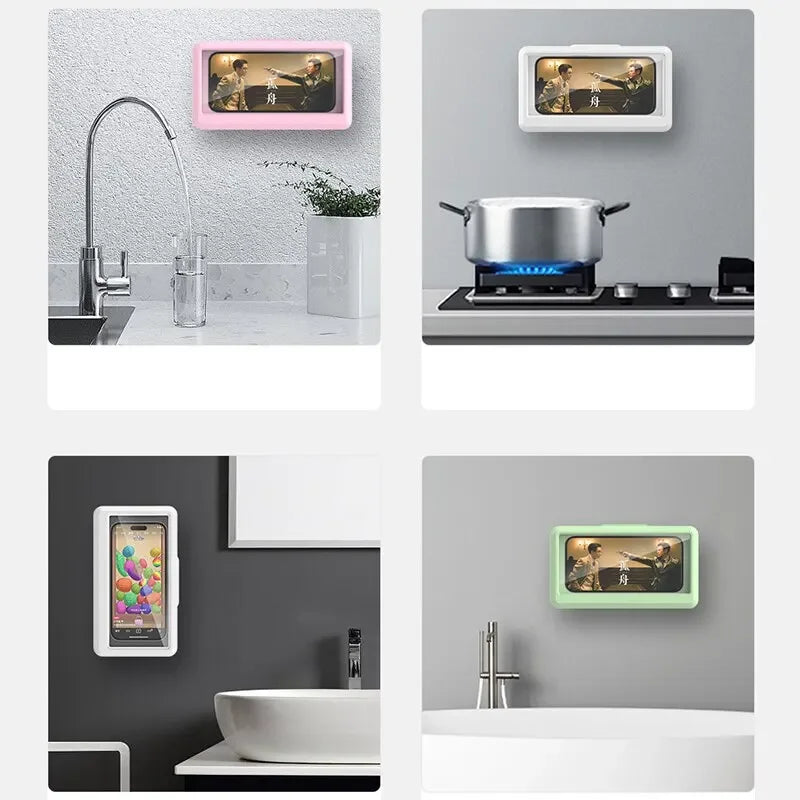 Digital photo frames in various colors displaying different images.