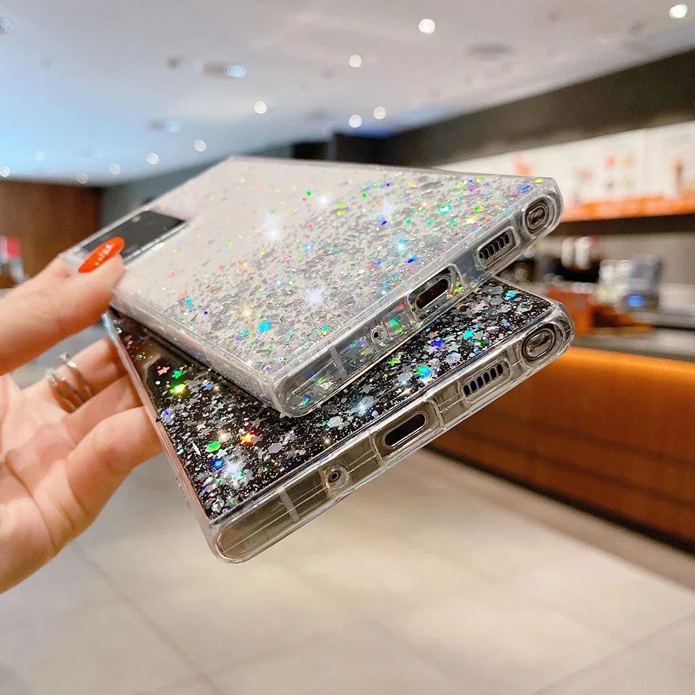 Glitter phone case for camon black - side view