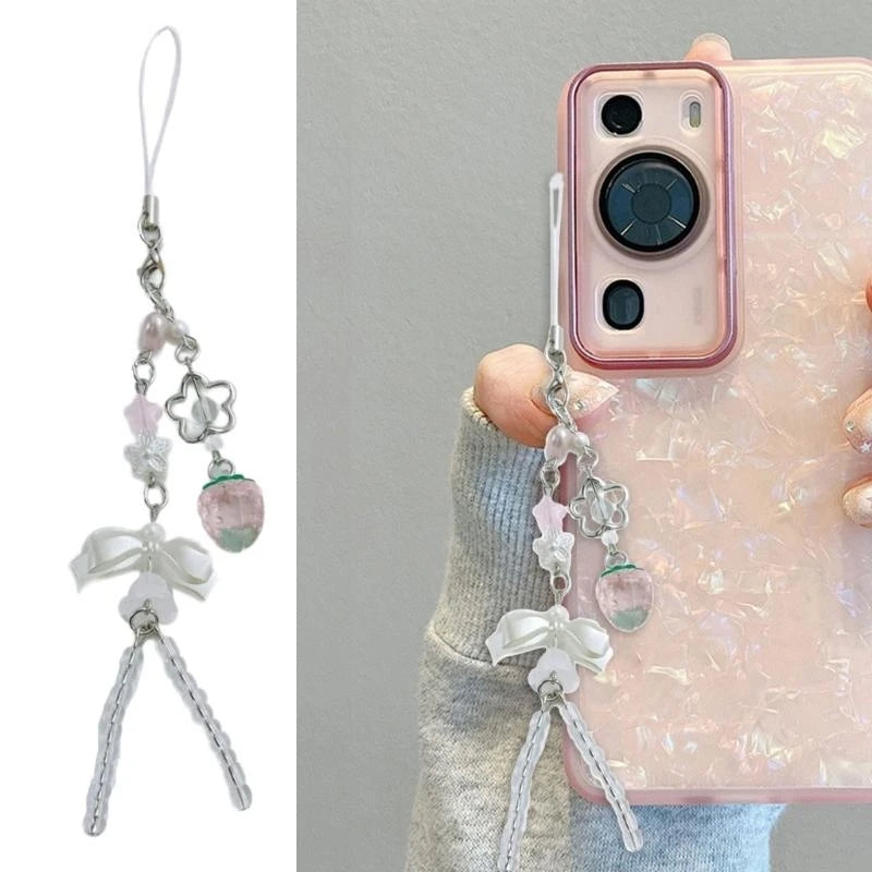 Two peach, pendant for phone case, one on white background and the other on phone case