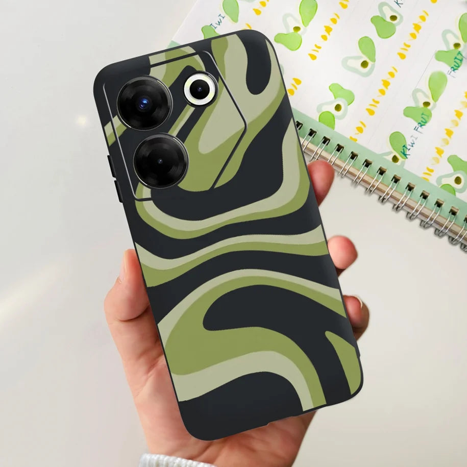 Green swirl abstract wave design case